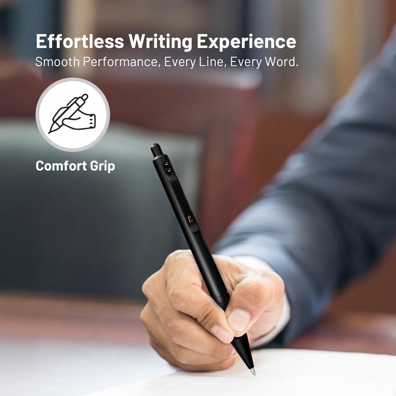 Everyman Black Grafton Full Click Refillable 0.7mm Gel Ink Pen | Sleek Anodized Aluminum EDC Pen with Deep Grooved Grip | Smooth Writing Pocket Pen for Office, Travel, Gifting & Daily Use - Image 2